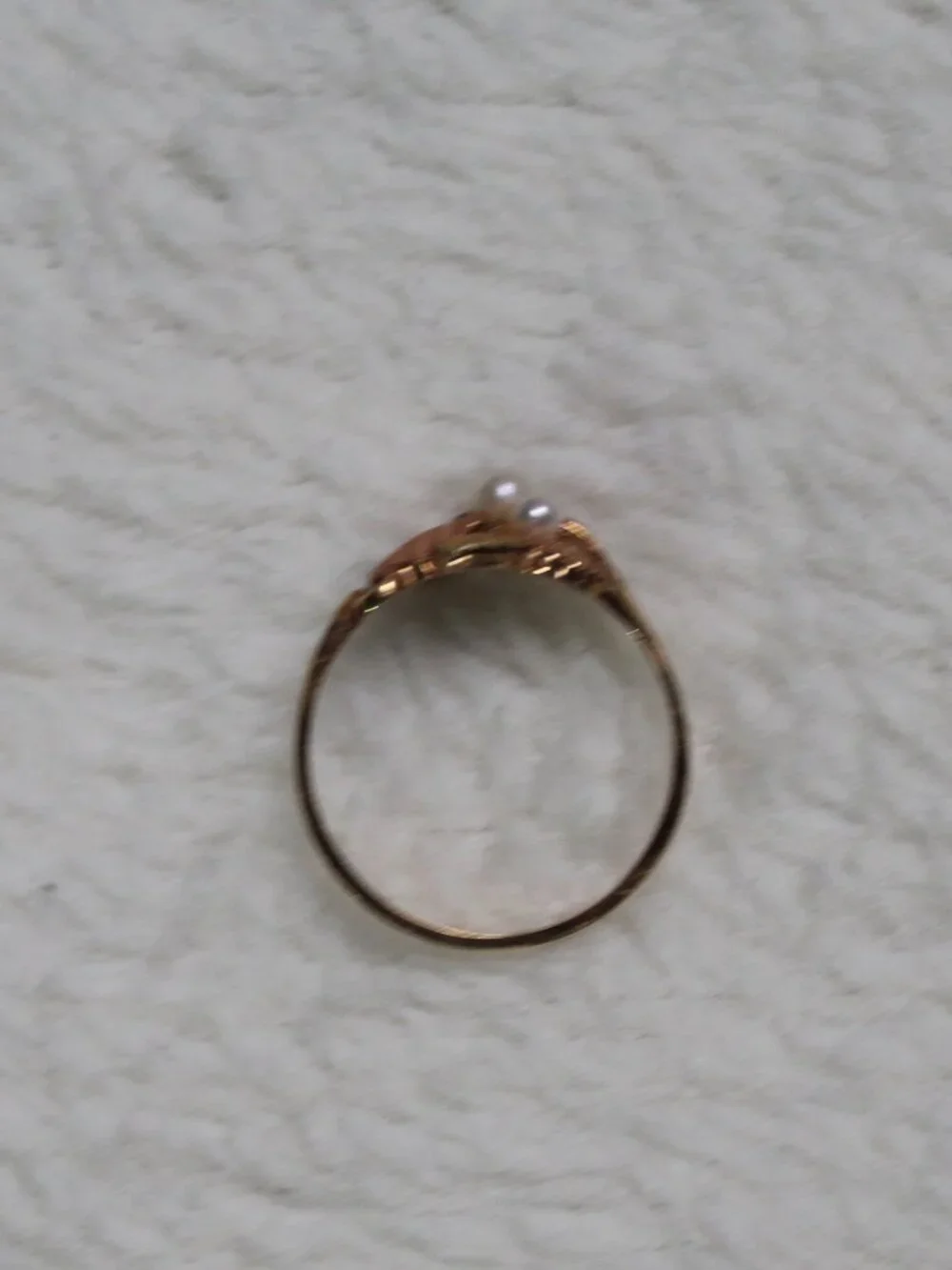 CCO Coleman Company 10K Two Toned Gold Double Pearl Ring Grape Leaves Size 7.5